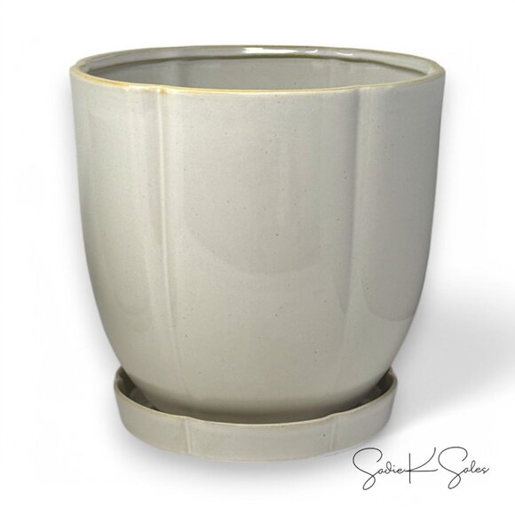 11.25" Stoneware Indoor/Outdoor Planter Pot Saucer Cream‎ Hearth & Hand Magnolia - Picture 5 of 7